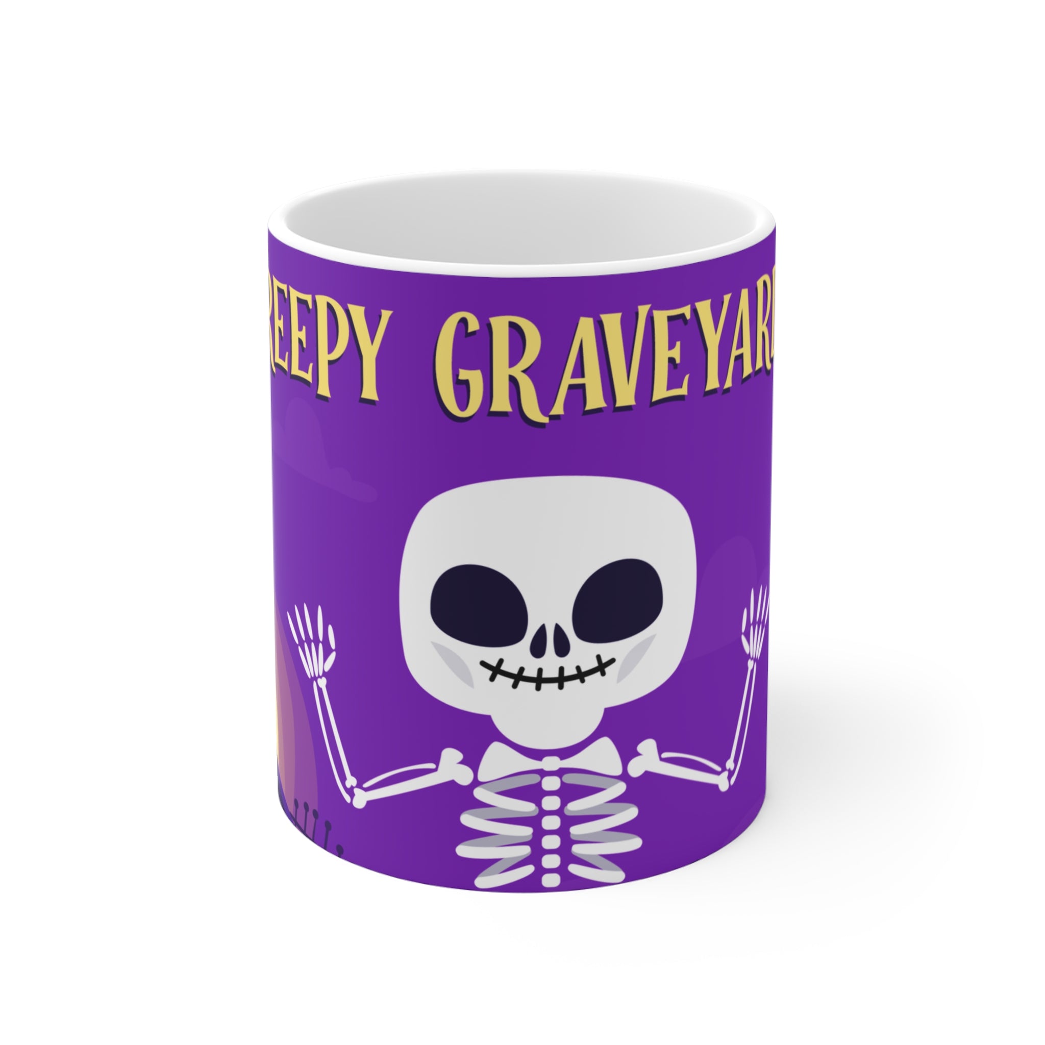 Creepy Graveyard with Halloween Skeleton | Mug